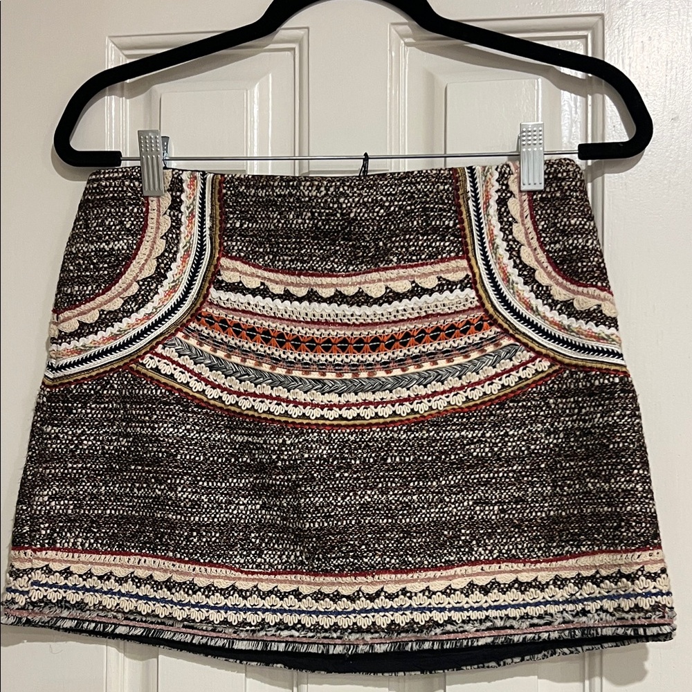 Zara Black and White Patterned Mini Skirt